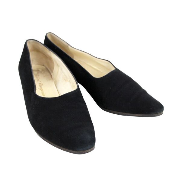 VTG Robert Clergerie FRANCE BLACK REAL LEATHER SUEDE LOW HEEL CLASSIC SHOES 5.5B - Picture 2 of 13